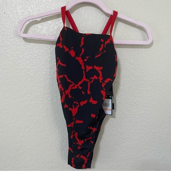 Speedo Endurance + Black and Red One Piece Swim - Picture 1 of 5